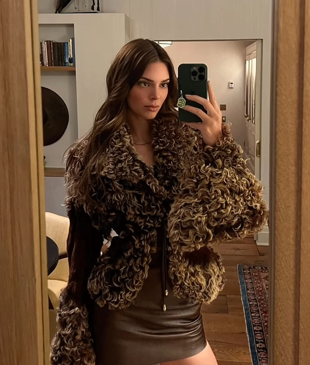 Kendall Jenner Brown Fur Jacket (5)