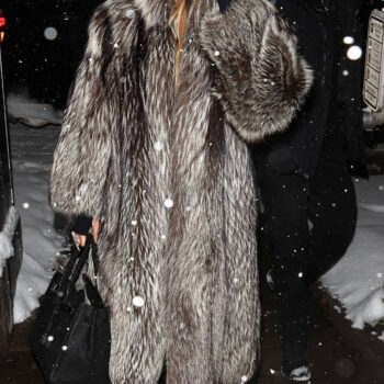 Khloe Kardashian Natural Long Fur Coat-4