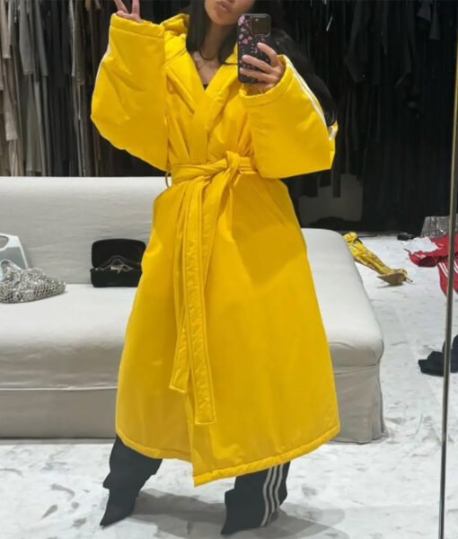 Kim Kardashian Long Yellow Bath Coat-1