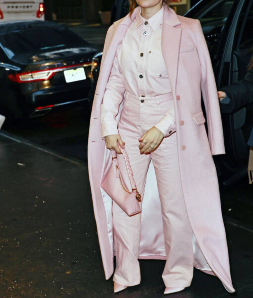 Lucy Hal CBS Morning Show Long Pink Coat-1