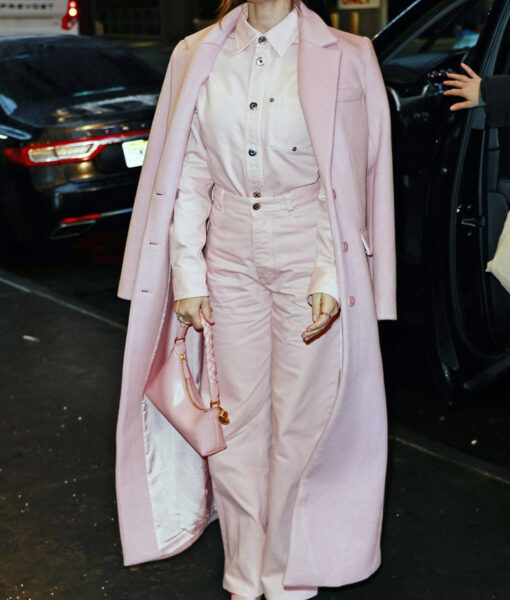 Lucy Hal CBS Morning Show Long Pink Coat-3