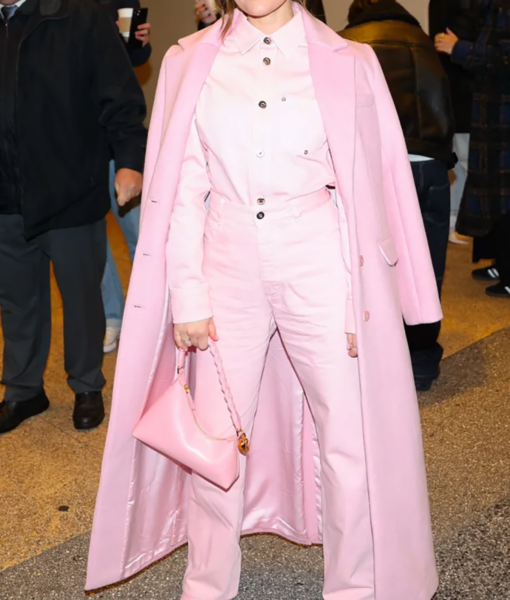 Lucy Hal CBS Morning Show Long Pink Coat-4