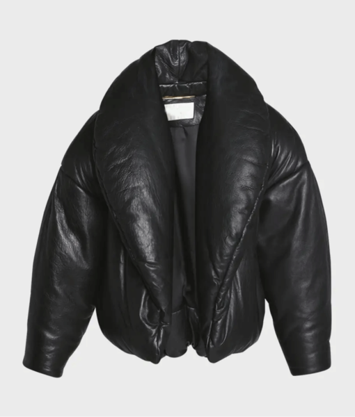 Nas Belly Up Mariah Care Crop Black Leather Jacket