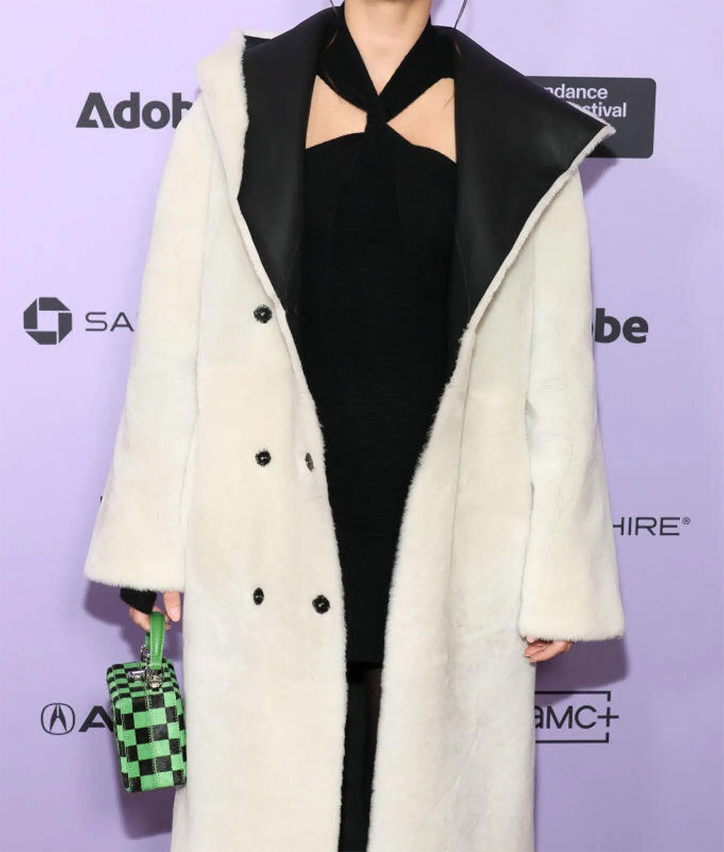 Melissa Barrera White Hooded Fur Coat (1)