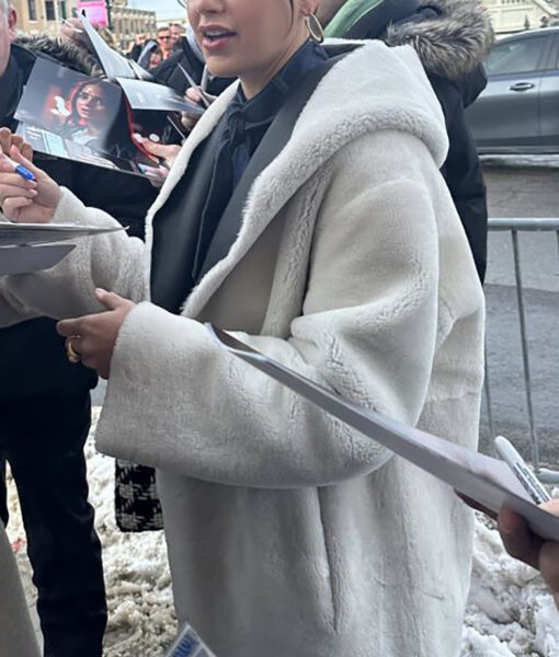 Sundance Film Festival 2024 Melissa Barrera White Fur Coat-6