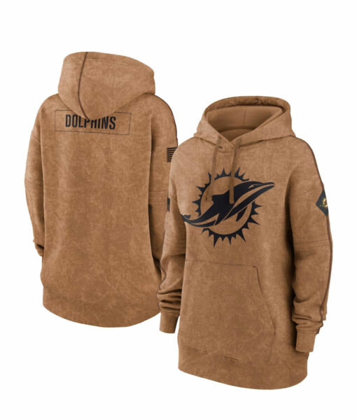 Miami Dolphins Salute To Service Club Brown Hoodie