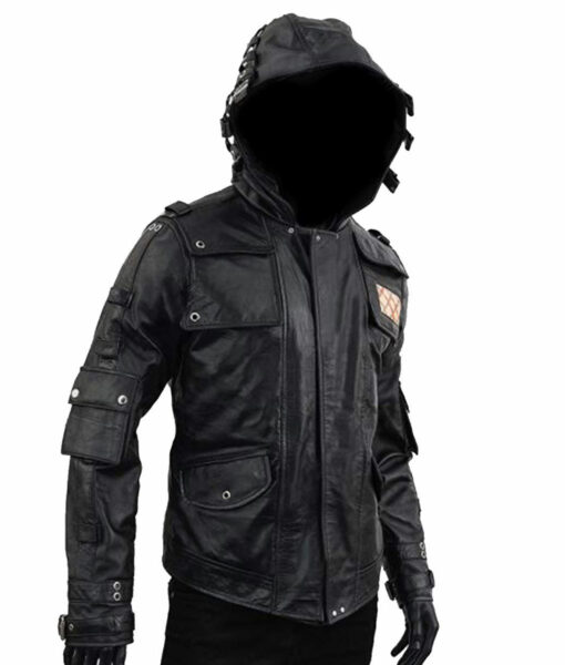 PlayerUnknown's Battlegrounds Black Leather Hooded Jacket
