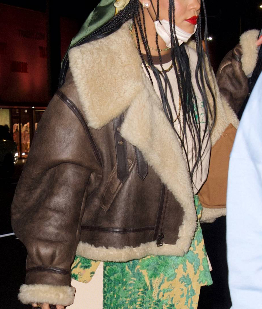 Rihanna Leather with Fur Jacket (1)