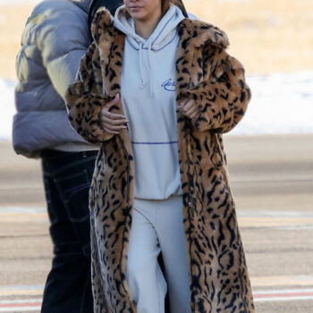 Rihanna Leopard Print Hooded Fur Coat-1