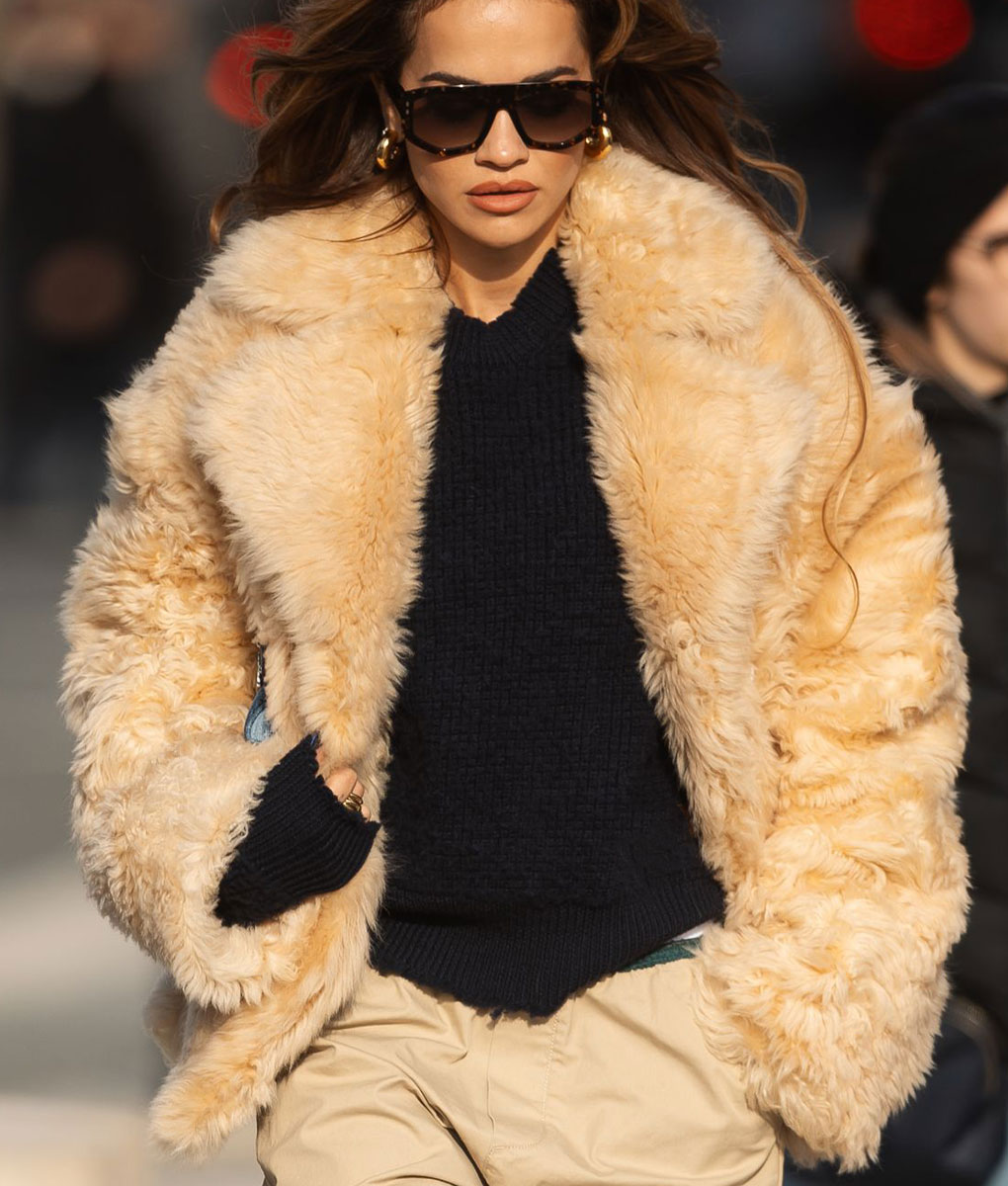 Rita Ora Brown Fur Jacket (3)