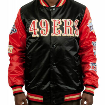 San Francisco 49ers Super Bowl Black Varsity Jacket-4