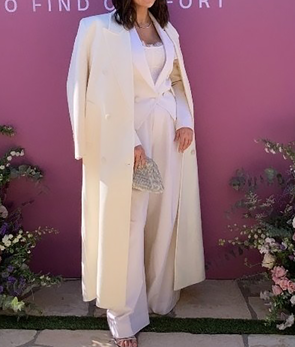 Selena Gomez White Long Coat (4)
