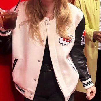 Travis Kelce Girlfriend Taylor Swift Kansas City Cheifs White Varsity Jacket