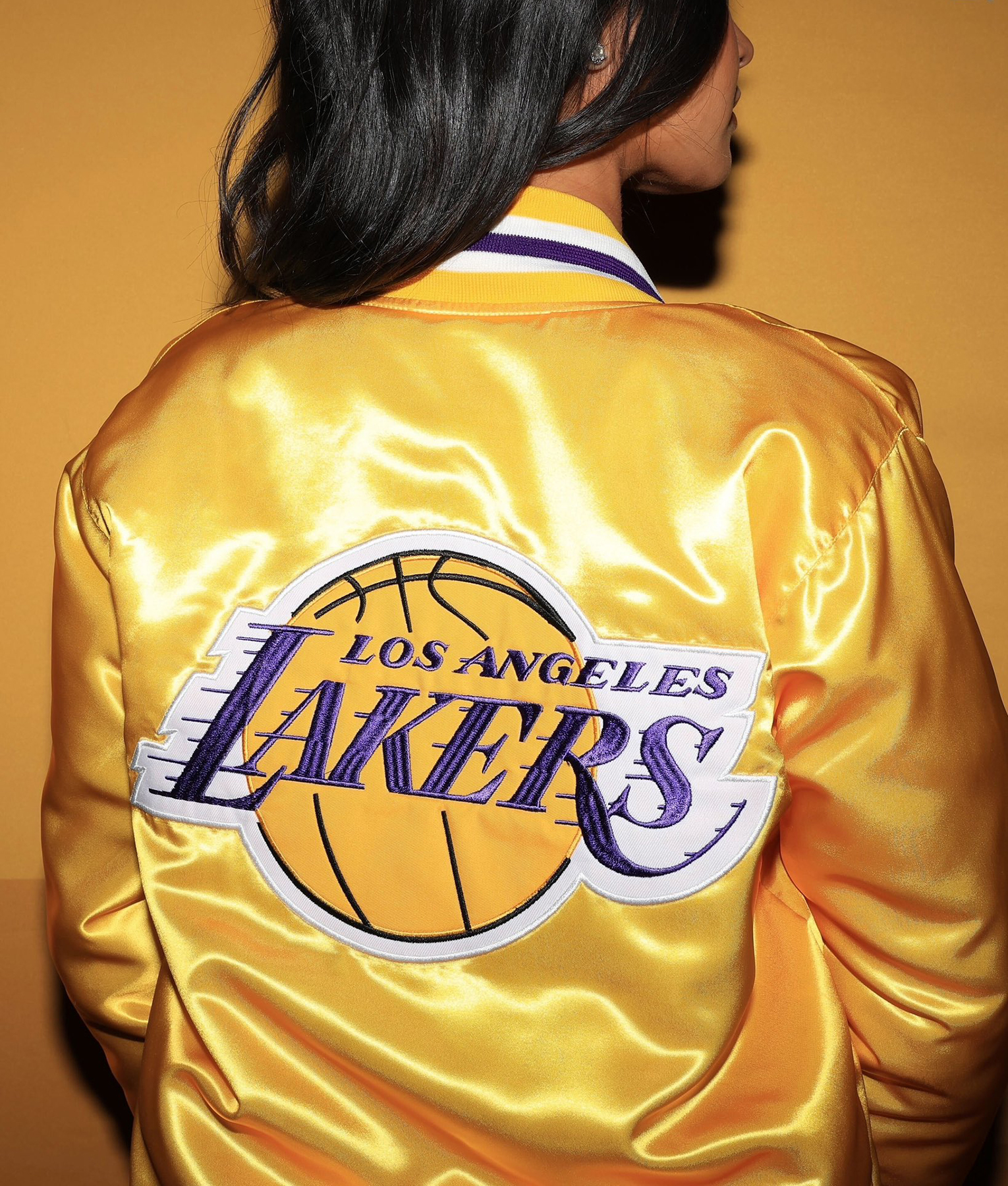 Womens Lakers Golden Varsity Jacket (1)