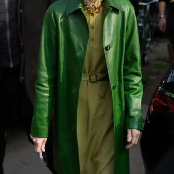Anna Wintour Fashion Week Green Leather Coat-4