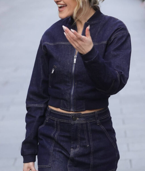 Ashley Roberts Dark Blue Cropped Denim Jacket-2