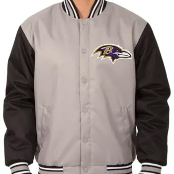 Baltimore Ravens Baseball Grey Varsity Jacket-1