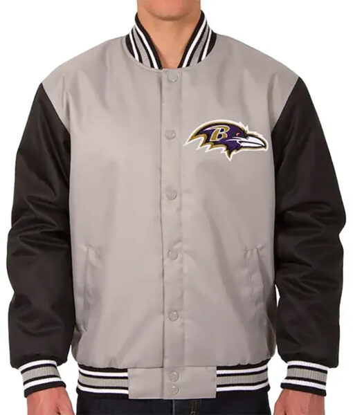 Baltimore Ravens Baseball Grey Varsity Jacket-1
