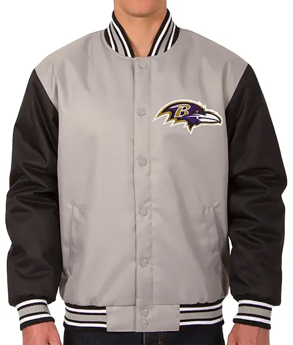 Baltimore Ravens Grey Varsity Jacket (2)