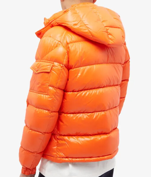Brad Pitt Wolfs 2024 Orange Hooded Puffer Jacket-5
