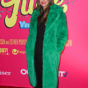 Brittany Furlan Drugstore June Premiere Green Fur Coat-2