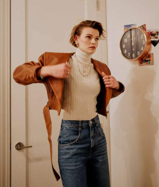 Cara Taylor Fashion Week Brown Leather Cropped Jacket-2