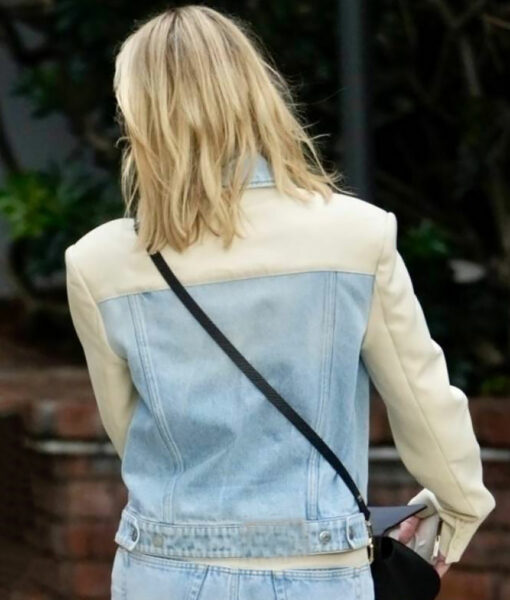 Cate Blanchett Blue Denim with Leather Jacket-4