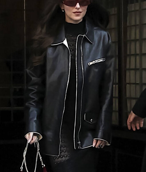 Dakota Johnson New York Fashion Week 2024 Leather Jacket