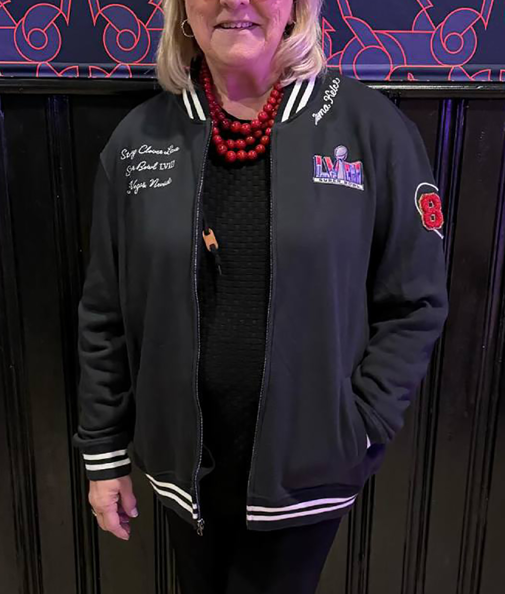 Donna Kelce Super Bowl Black Varsity Jacket (1)