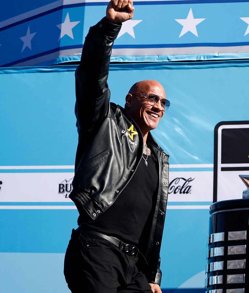 Dwayne Johnson Daytona 500 Black Leather Jacket (1)