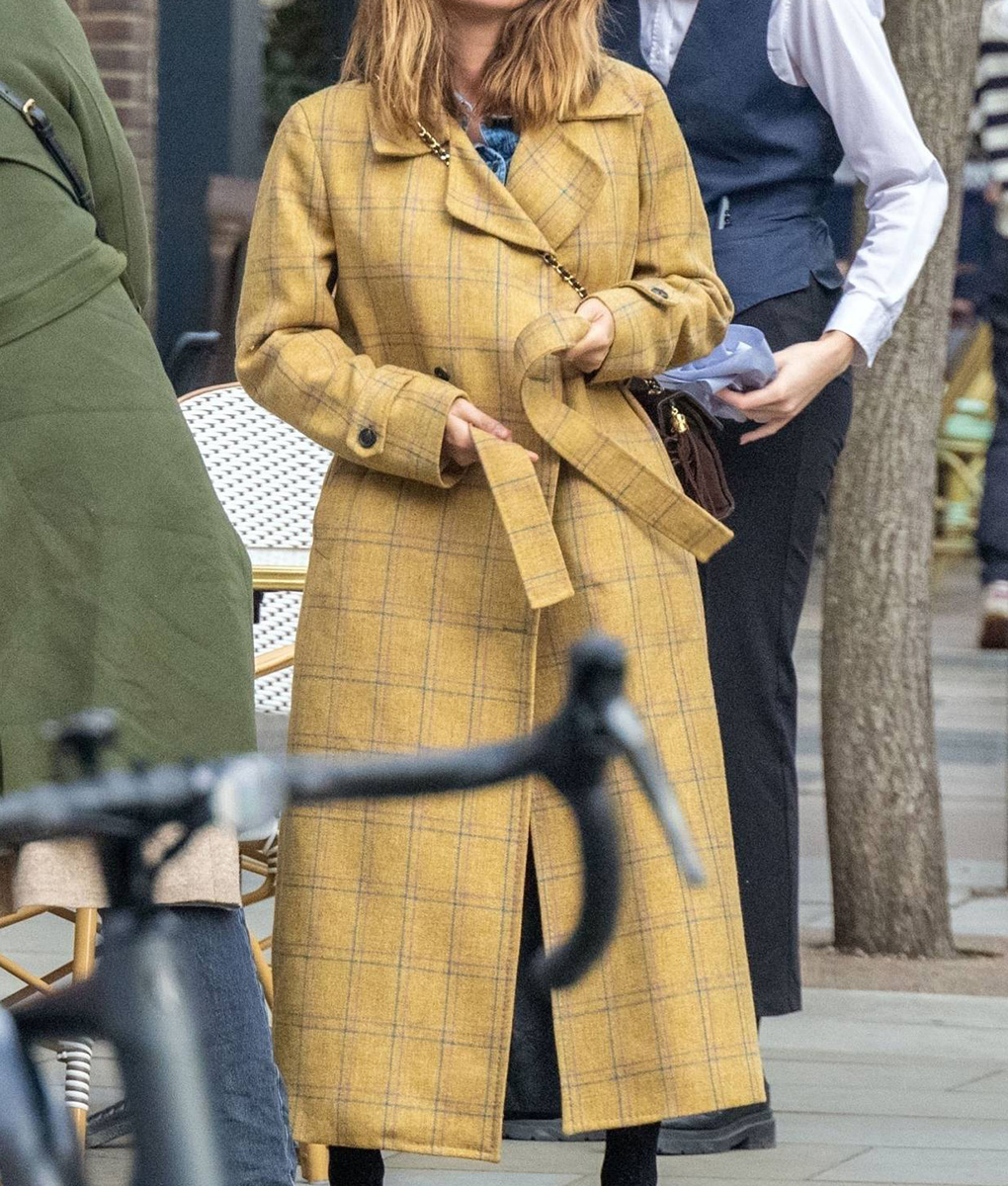 Jenna Coleman Yellow Belted Coat (2)