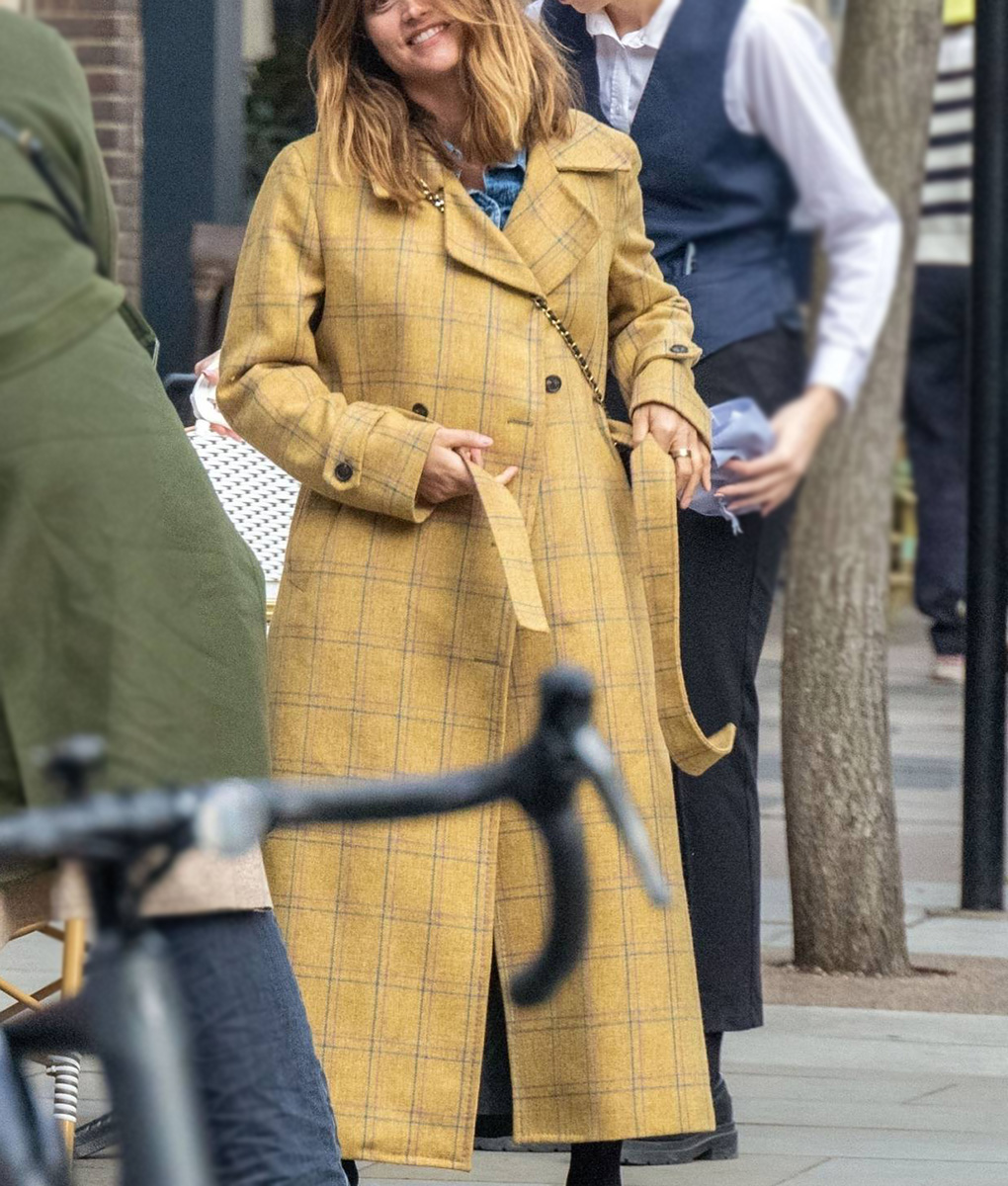 Jenna Coleman Yellow Belted Coat (5)