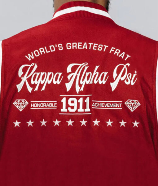 Kappa Alpha Psi World’s Greatest Frat Red Varsity Jacket-4