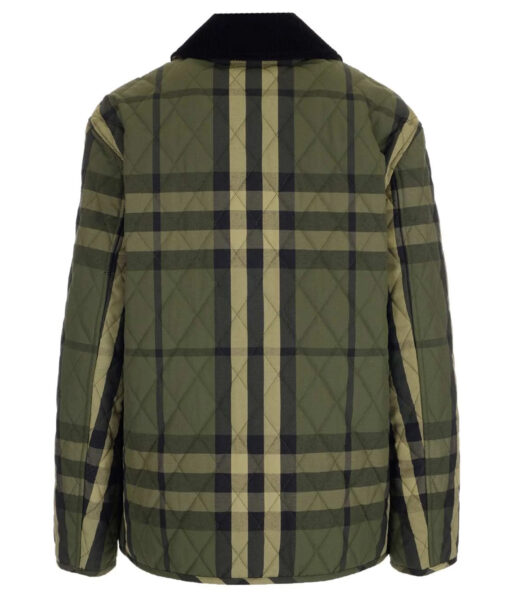 Kate Middleton Quilted Green Checkered Jacket-5