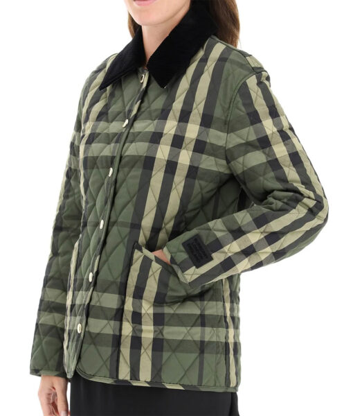 Kate Middleton Quilted Green Checkered Jacket-1