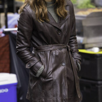 Keira Knightley Black Doves (Helen) Brown Leather Coat-1