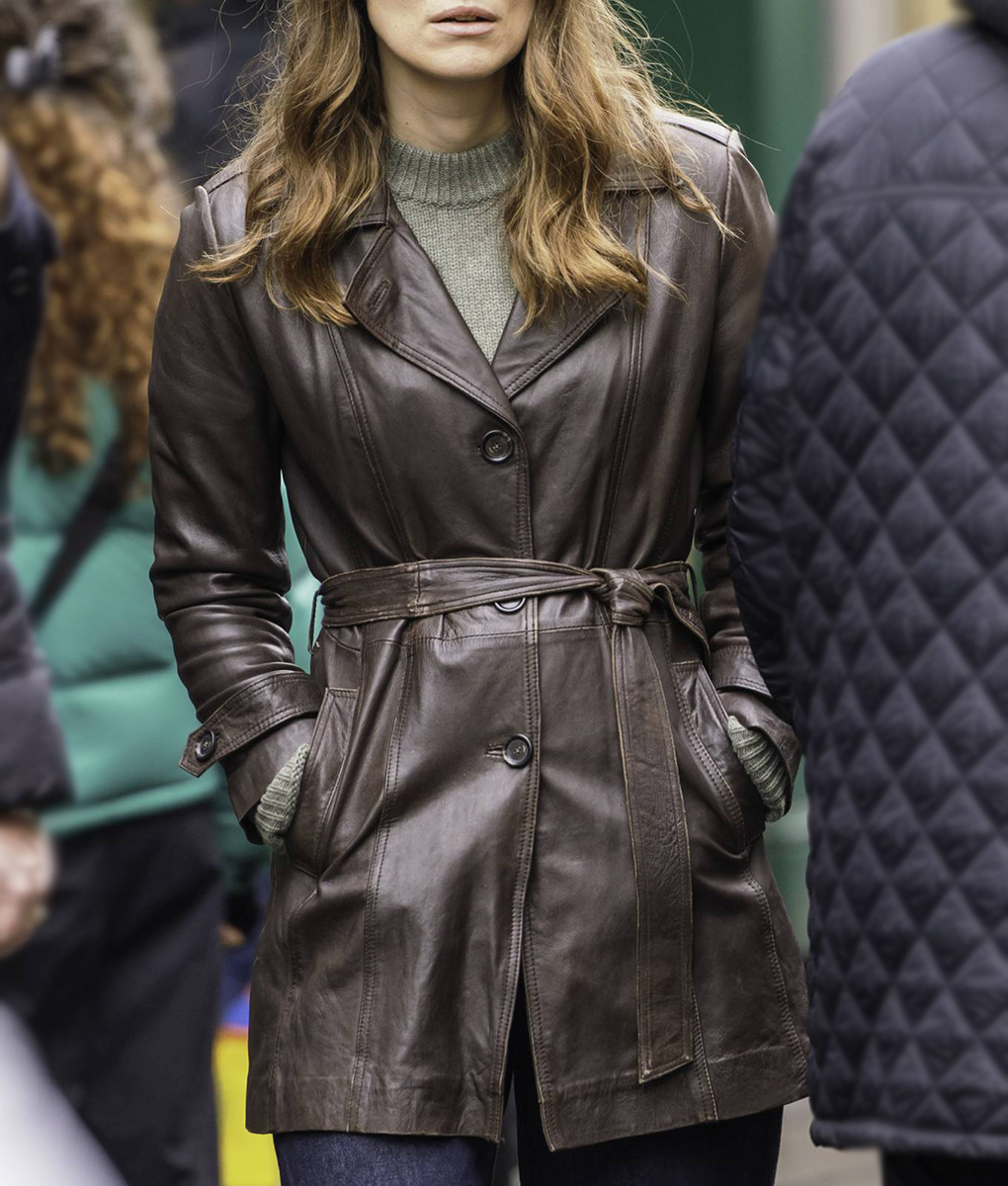 Keira Knightley Black Doves Leather Coat (5)