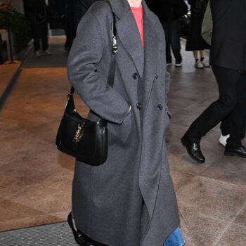 Kirsten Dunst Fashion Week Charcoal Black Coat-1