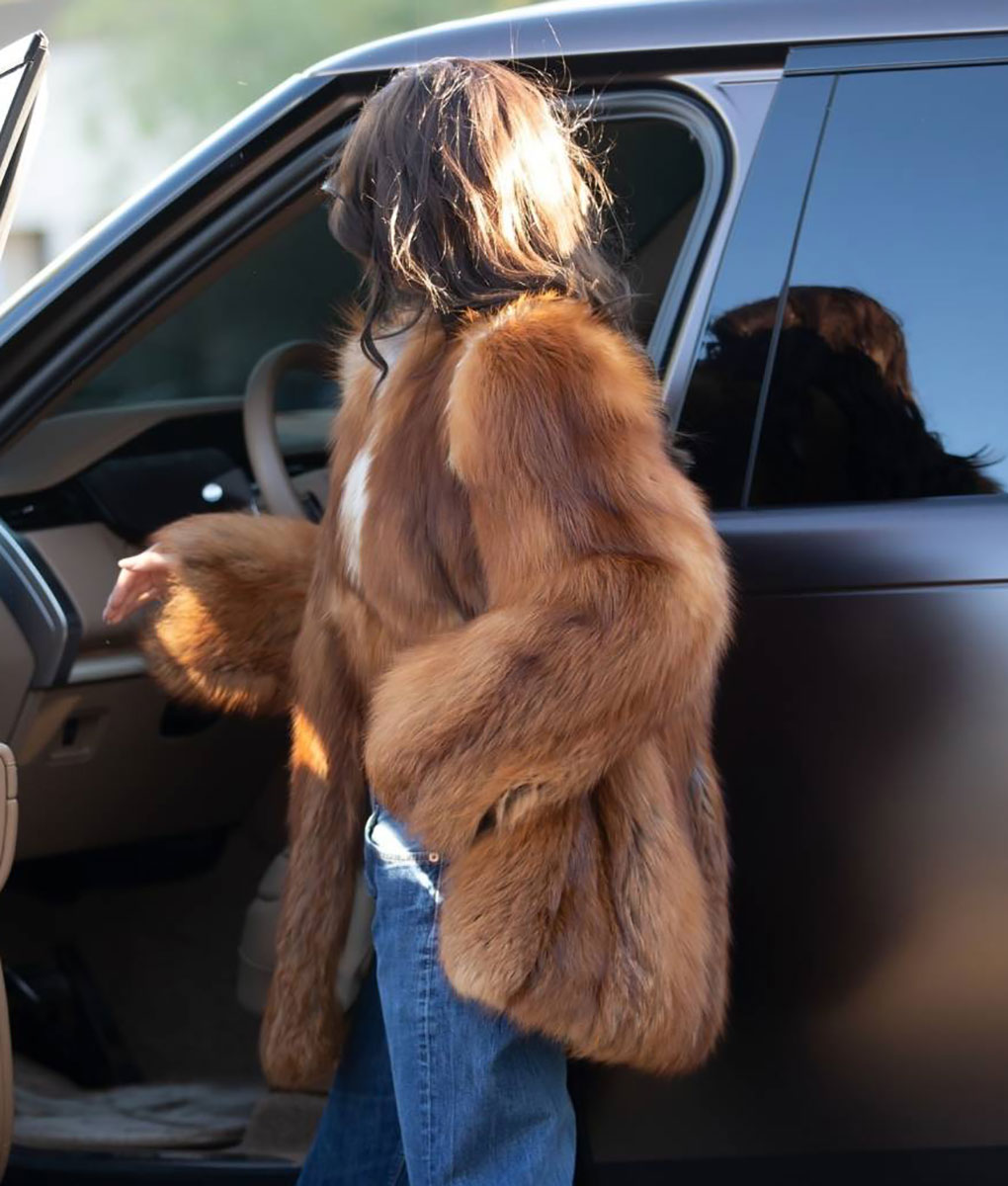 Kylie Jenner Brown Fur Coat (1)