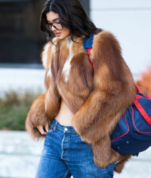 Kylie Jenner Brown Fur Coat-Kylie Jenner Fur Coat-1