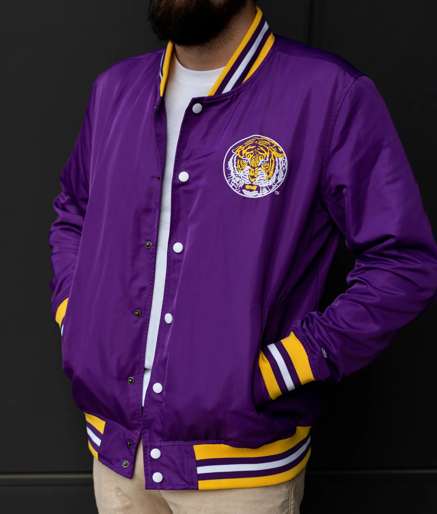 LSU Tigers Purple Varsity Jacket (5)