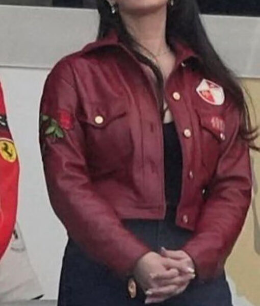 Lana Del Rey Super Bowl Red Leather Jacket