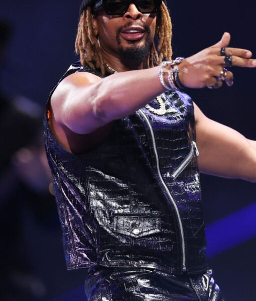 Lil Jon at Super Bowl LVIII Final Match Black Leather Vest-5