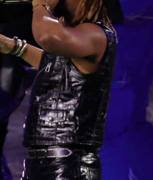 Lil Jon at Super Bowl LVIII Final Match Black Leather Vest-6