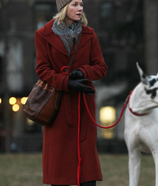Naomi Watts Long Wine Red Wool Coat-3