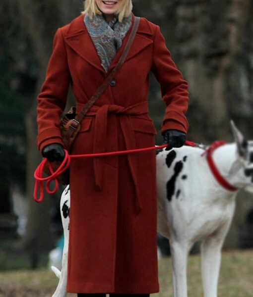 Naomi Watts Long Wine Red Wool Coat-1