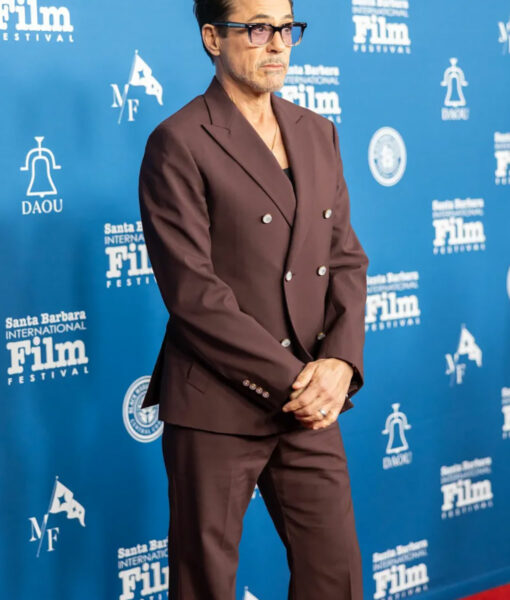 Robert Downey Jr. Santa Barbara Film Festival Burgundy Suit-4