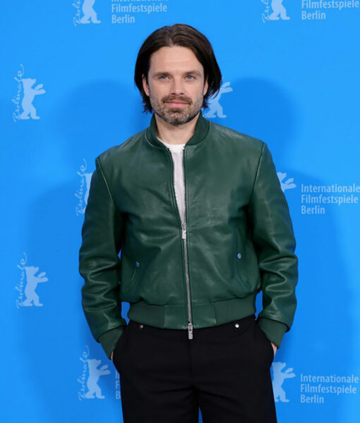 Sebastian Stan 74th Berlin Film Festival Green Leather Jacket