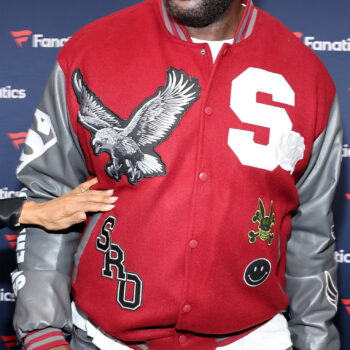 Shaquille O'Neal Super Bowl LVIII Red Varsity Jacket-3
