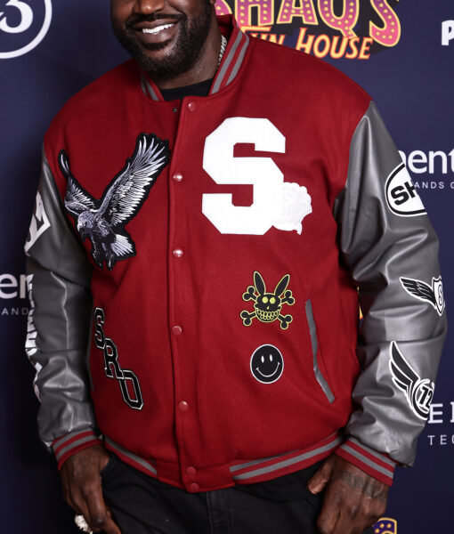 Shaquille O'Neal Super Bowl LVIII Red Varsity Jacket-5